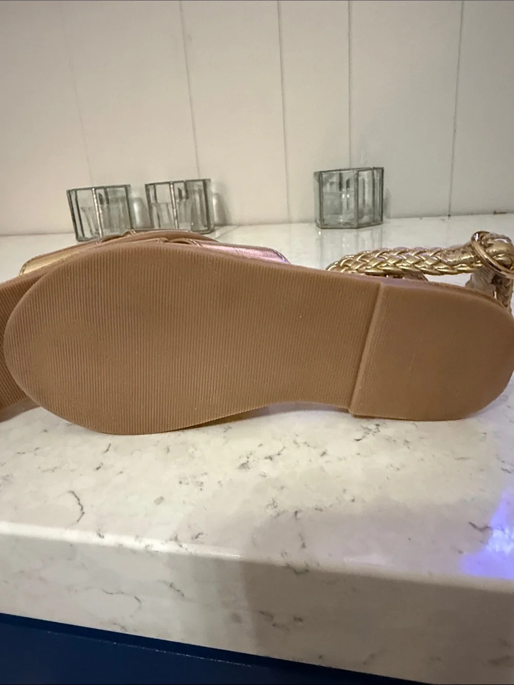 Crewcuts Metallic Gold Braided-Ankle Sandals
